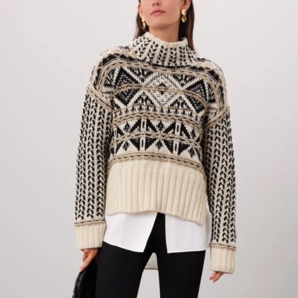 Splendid Vail Sweater – Black/Cream Nordic Wool Blend. S90